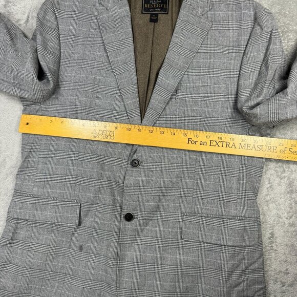 Jos A Bank Reserve Mens Plaid Sport Coat Tailored Fit Suit Blazer Gray Stretch - Picture 8 of 12